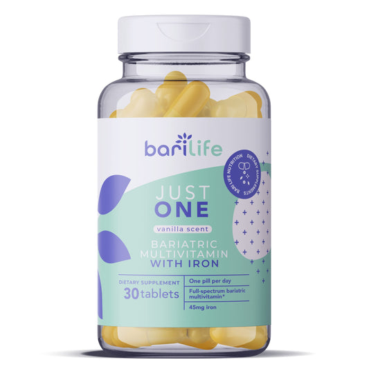 Bari Life Just One: Once Daily Bariatric Multivitamin with Iron – 90 Count for Gastric Sleeve & Bypass