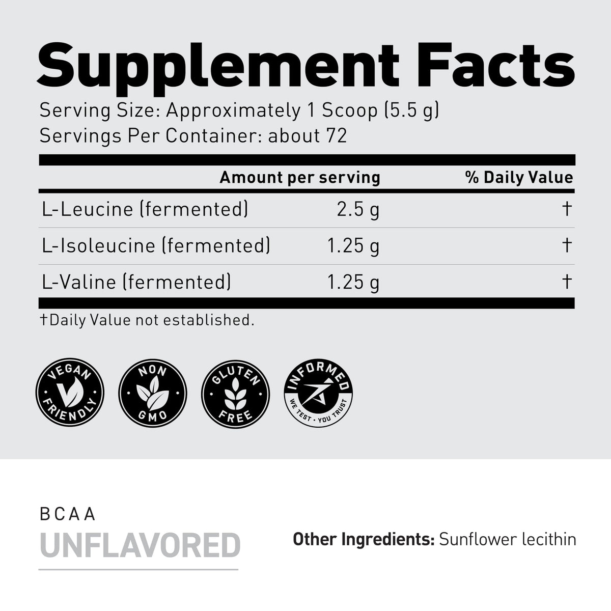 BCAA Powder – Kaged BCAAs, Fermented, Plant-Based, 5g Unflavored, 72 Servings