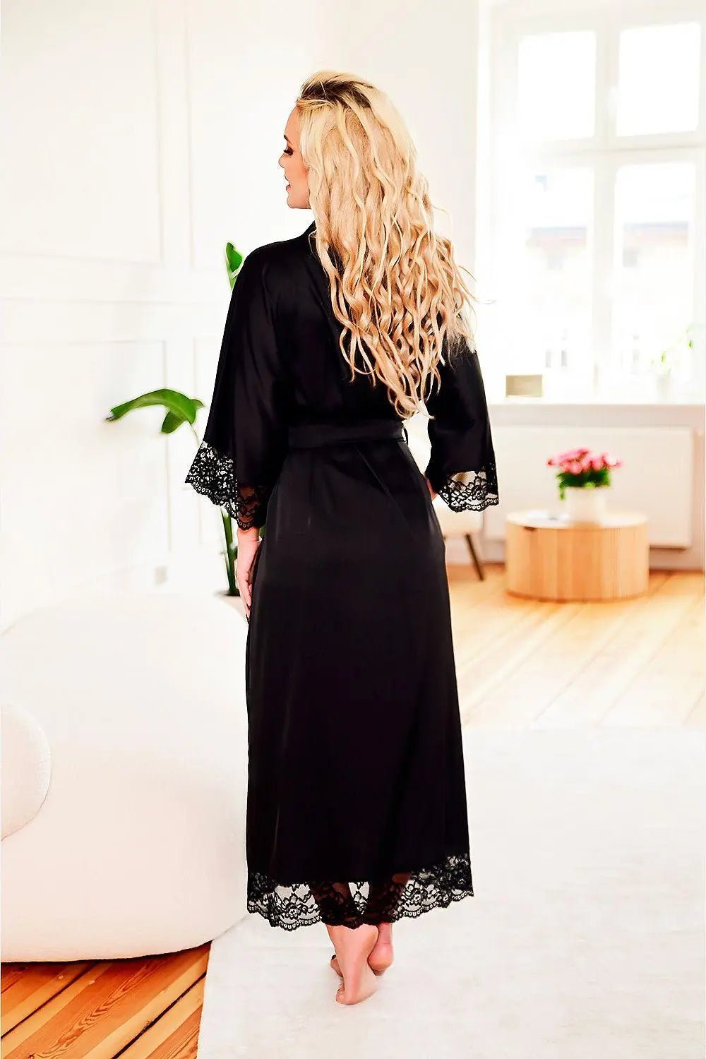 Kalimo long, satin dressing bathrobe