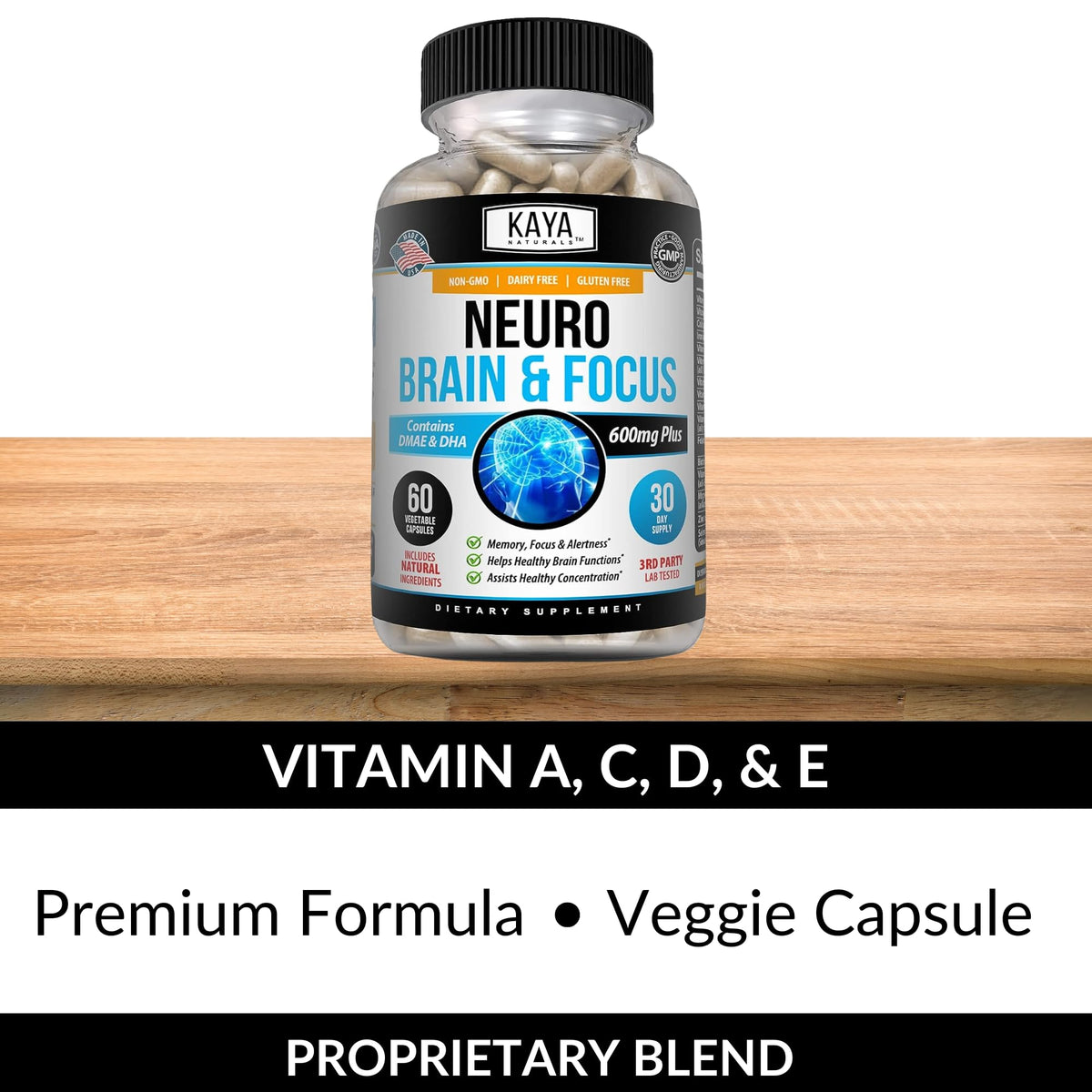 Kaya Naturals Neuro Brain – Nootropic Capsule for Memory & Focus (60 Count, Pack of 2)