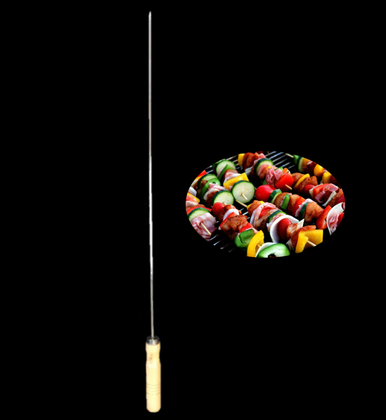 73 cm Metal BBQ Kebab Skewer Stick with Wooden Handle