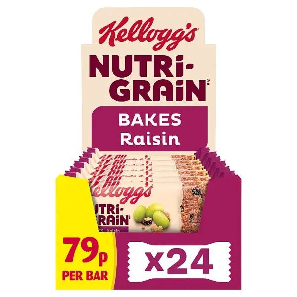 Kellogg's Nutri-grain Bakes Raisin Snack Bar 24 x 45g (Case of 24)