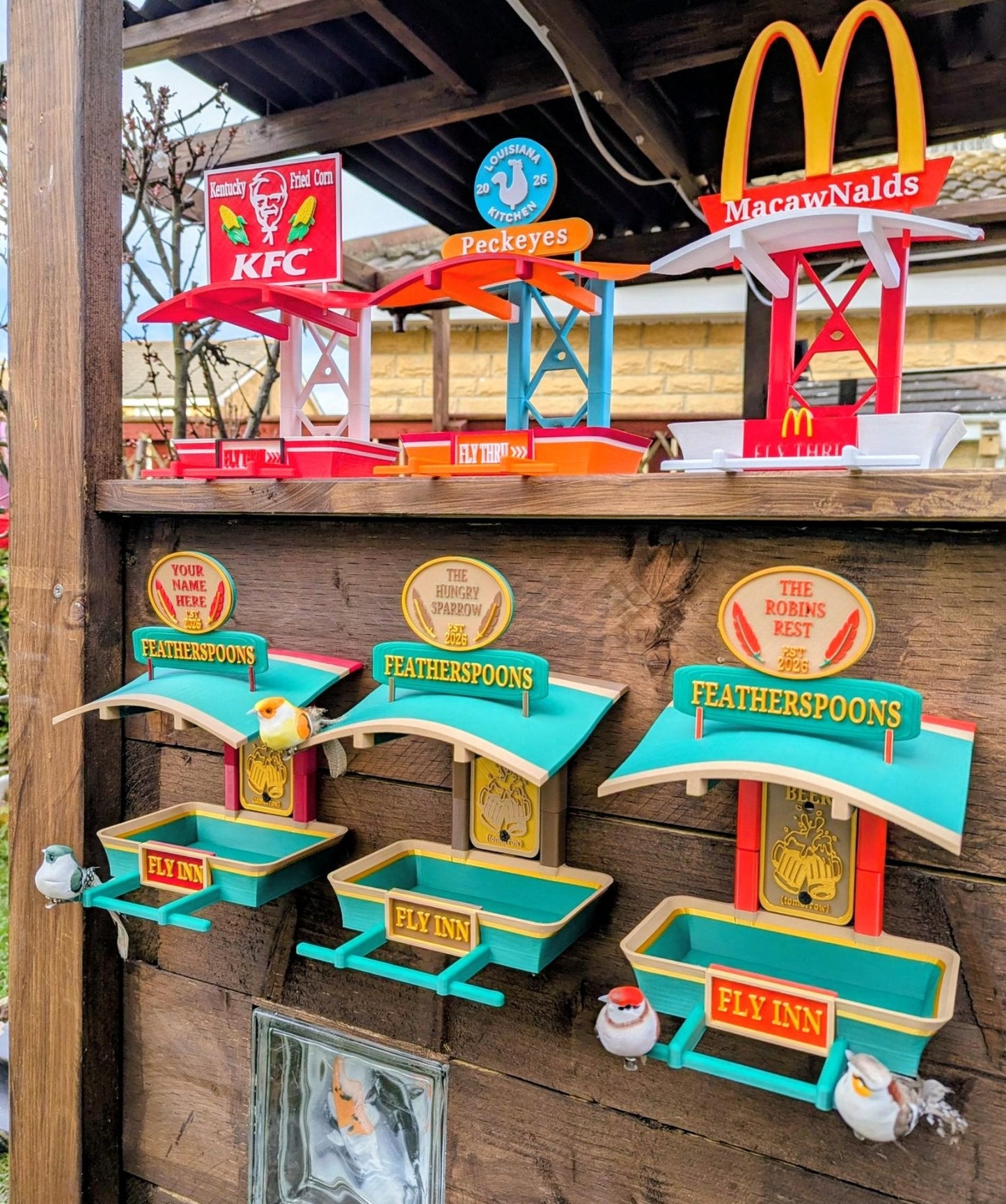 KFC Garden Bird Feeding Station - Garden bird seed feeder - quirky outdoor Decor - Wild Bird Food table