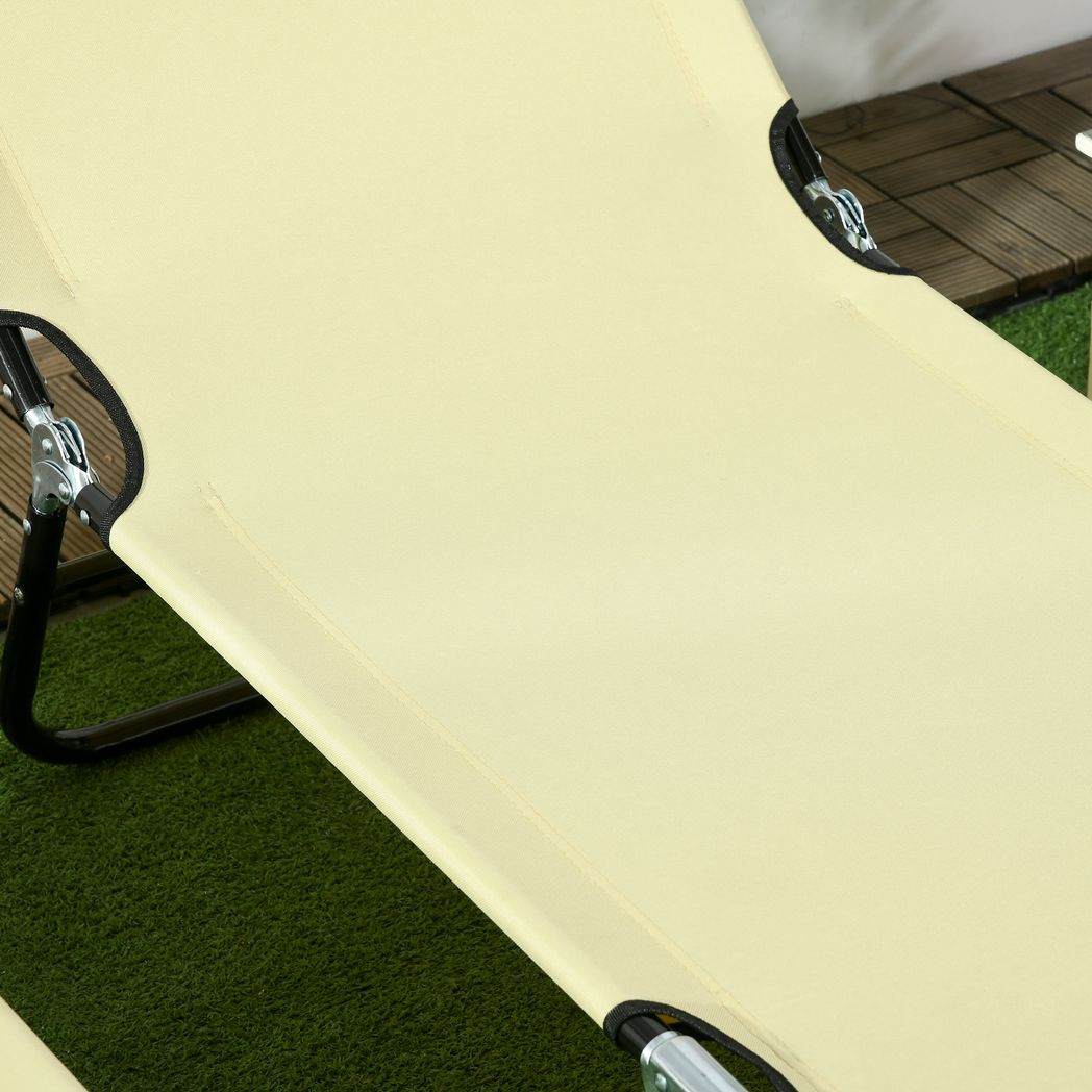 Outsunny Folding Sun Loungers Set of 2 with Adjustable Backrest
