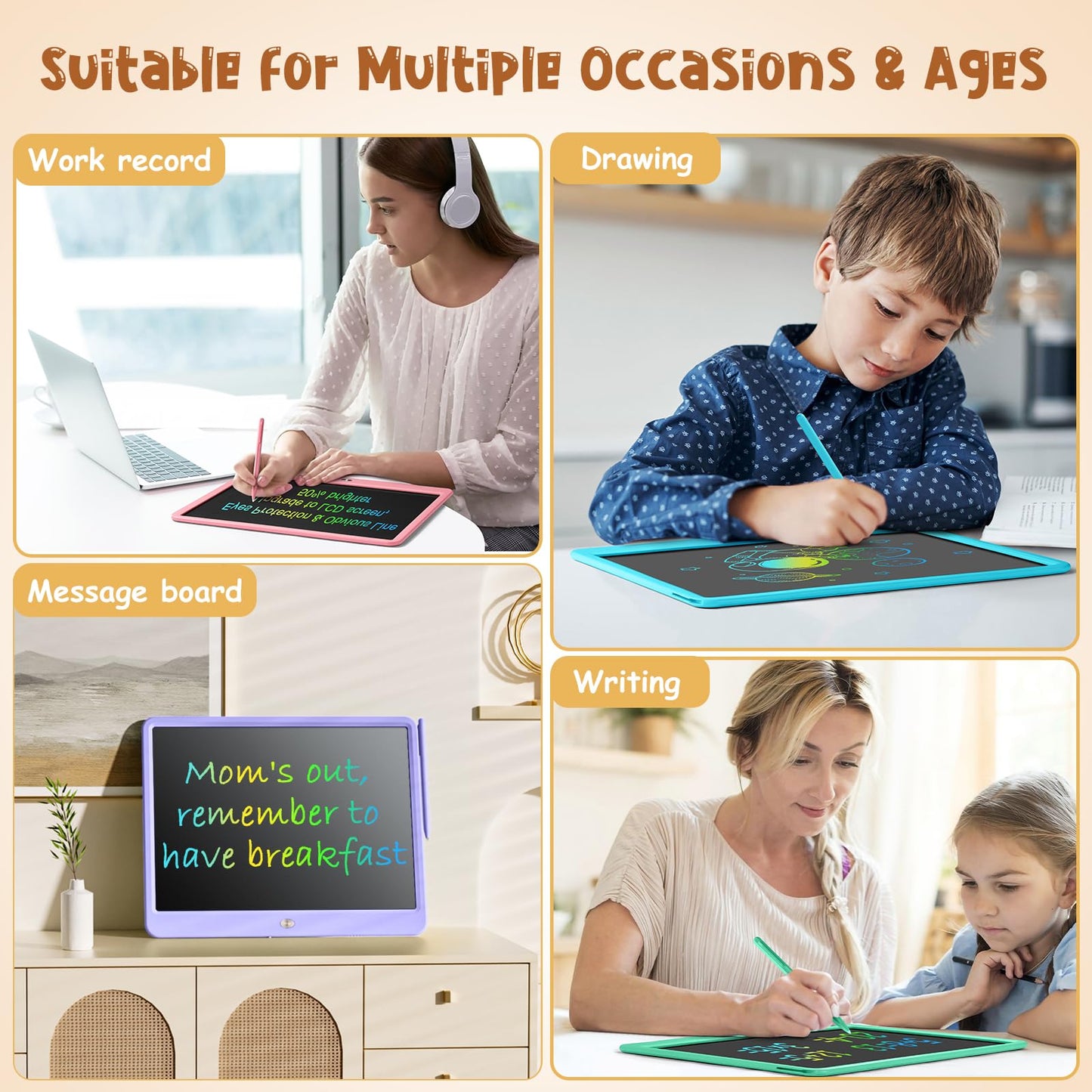 Kidopire LCD Writing Tablet for Kids | 15-Inch Doodle Board for Learning, Mess-Free Fun