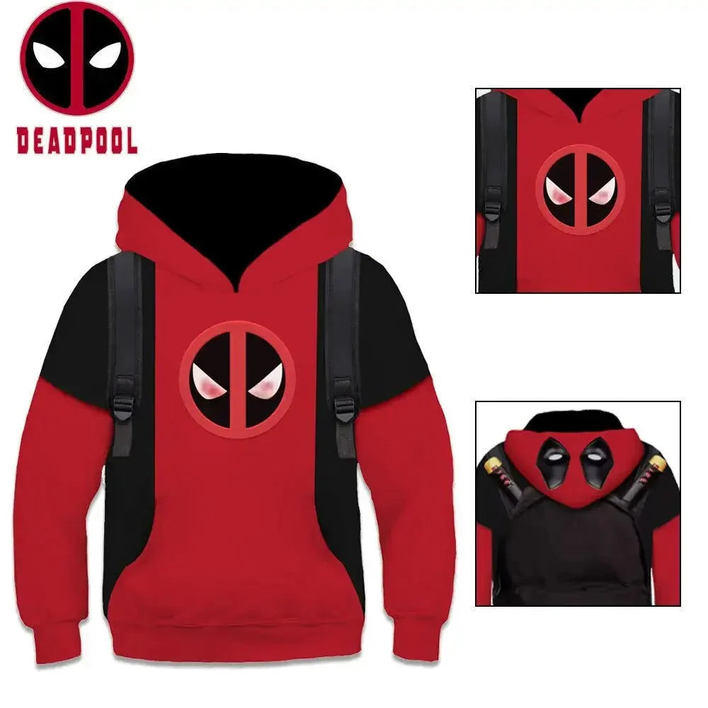 Kids Deadpool Cosplay Boys Hoodie Pullover Sweaters Christmas Sweatshirt Kidpool