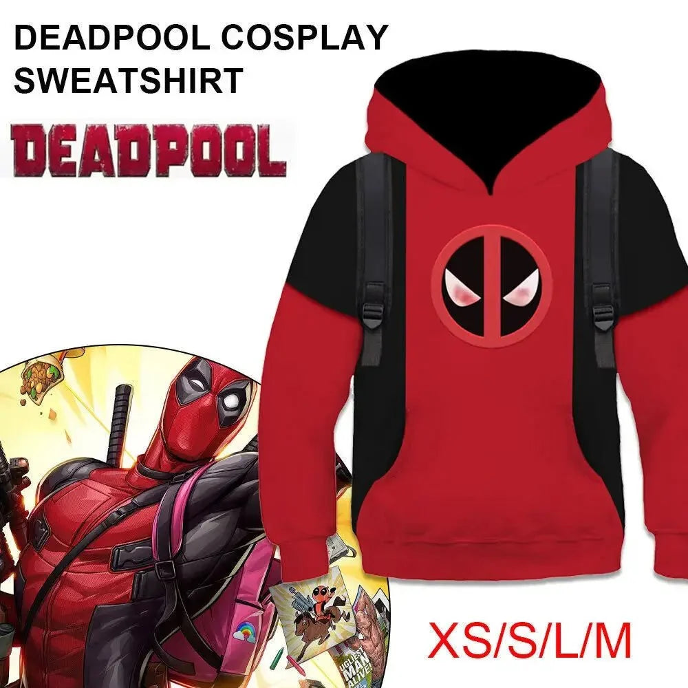 Kids Deadpool Cosplay Boys Hoodie Pullover Sweaters Christmas Sweatshirt Kidpool