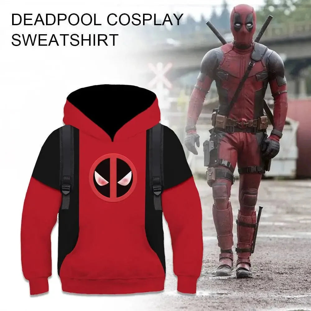 Kids Deadpool Cosplay Boys Hoodie Pullover Sweaters Christmas Sweatshirt Kidpool