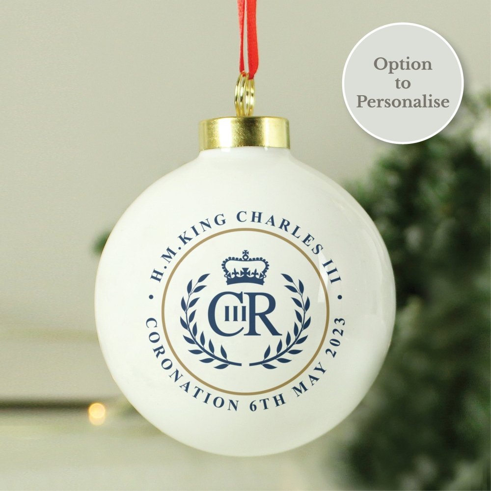 King Charles Iii Blue Crest Coronation Commemorative Bauble