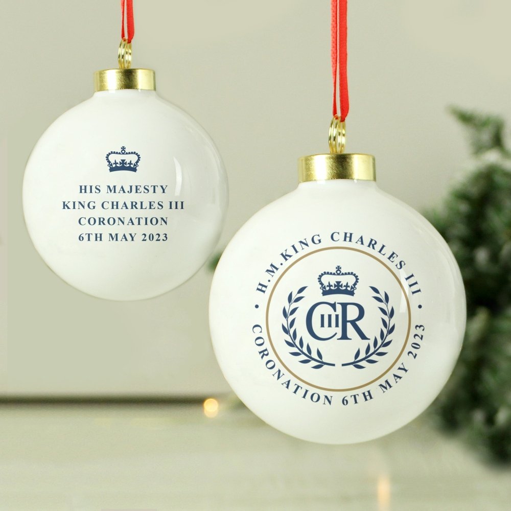 King Charles Iii Blue Crest Coronation Commemorative Bauble