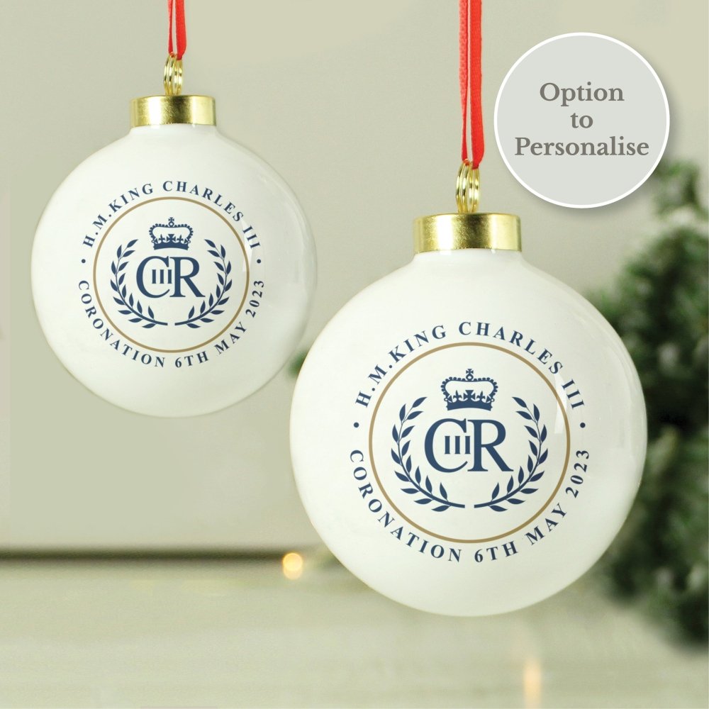 King Charles Iii Blue Crest Coronation Commemorative Bauble
