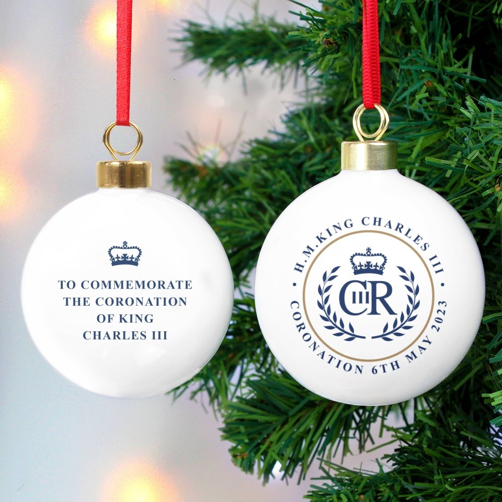 King Charles Iii Blue Crest Coronation Commemorative Bauble