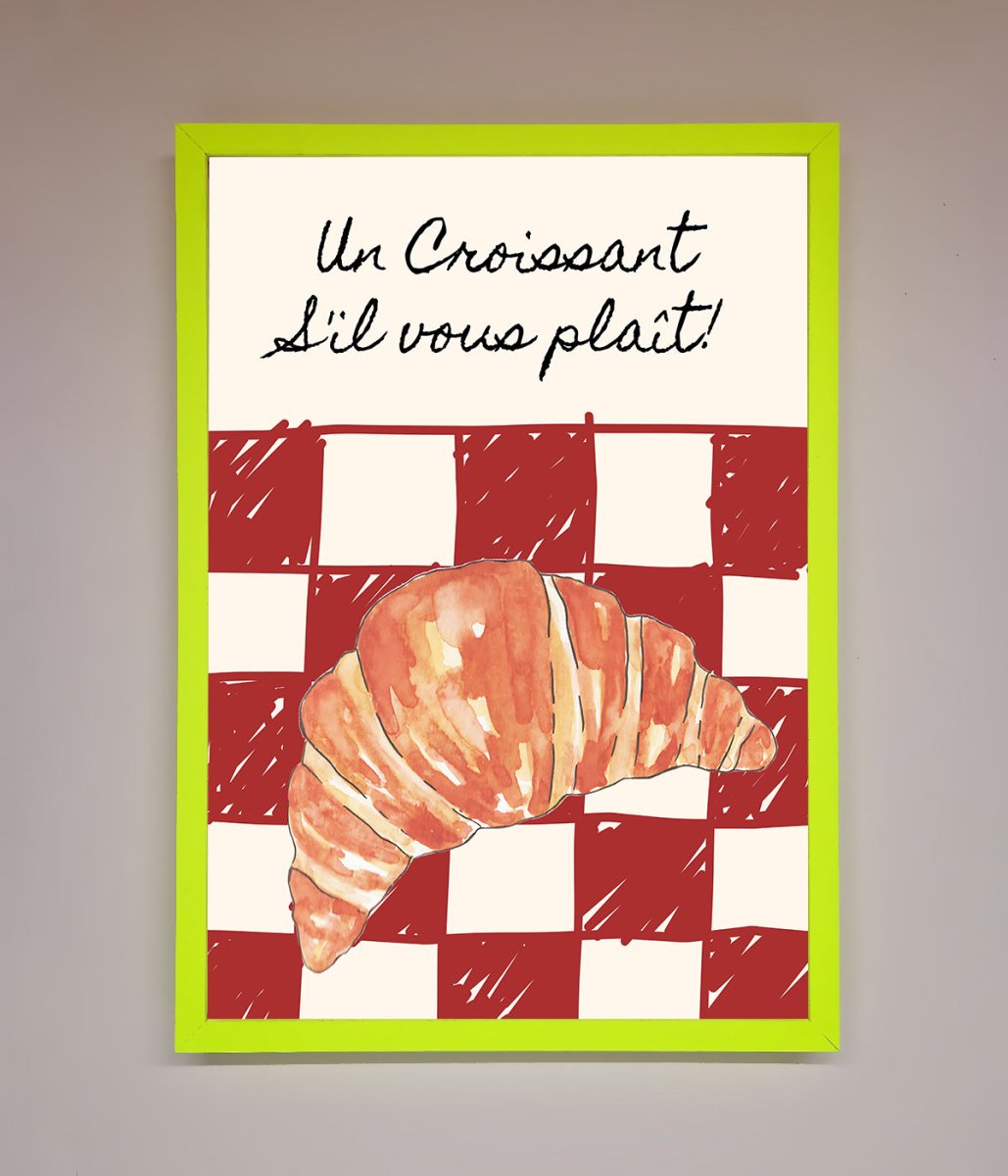 Kitchen Croissant Red Check Framed Print