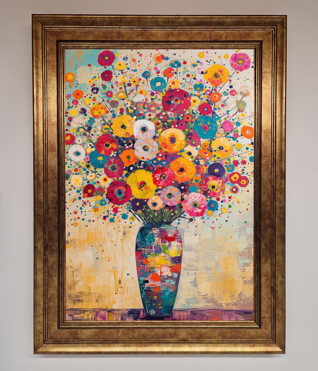 Klimt Style Flowers Framed Poster