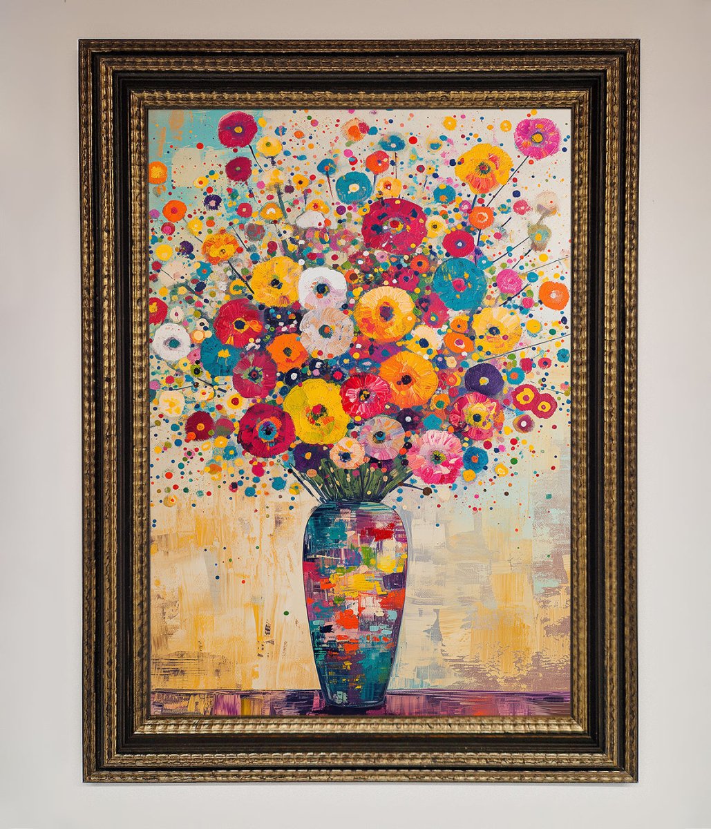 Klimt Style Flowers Framed Poster