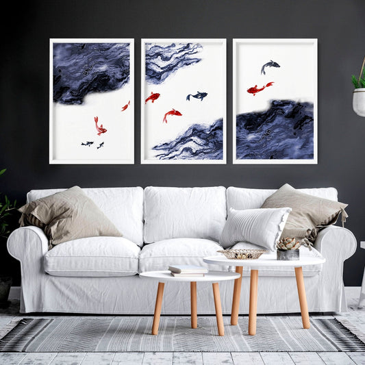 Large living room picture | set of 3 wall art prints