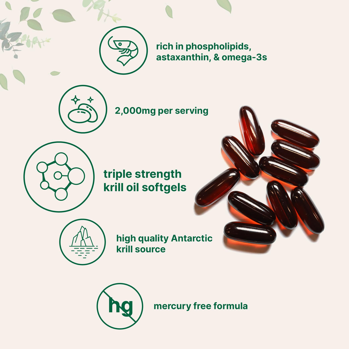 Micro Ingredients Antarctic Krill Oil - 2000mg/Serving, 240 Softgels, Omega-3 EPA/DHA & Astaxanthin