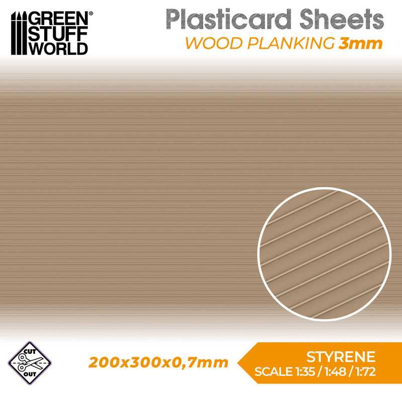 Textured Styrene Plasticard Sheet - Wood Planking (3mm) | Green Stuff World