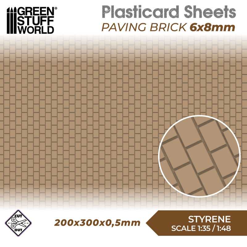 Textured Styrene Plasticard Sheet - Paving Brick (6x8mm) | Green Stuff World