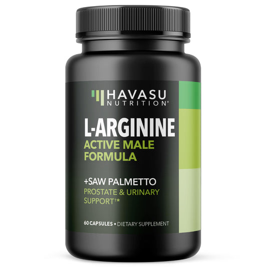L-Arginine 500mg & Saw Palmetto 500mg - Prostate Health & Nitric Oxide Support (60 Count)