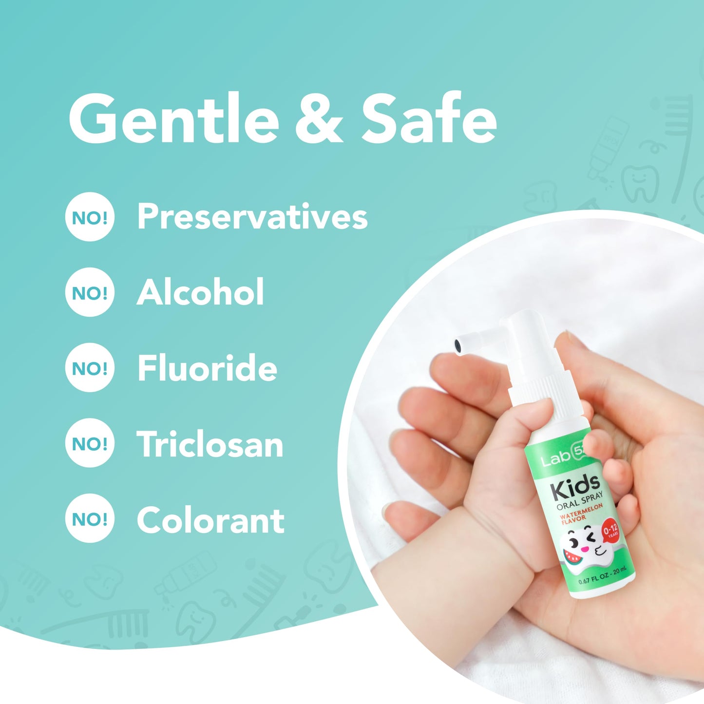 LAB52 Kids Oral Spray – Fluoride Free Toddler Oral Care for Newborn to Preschool | Strawberry & Peach, Xylitol