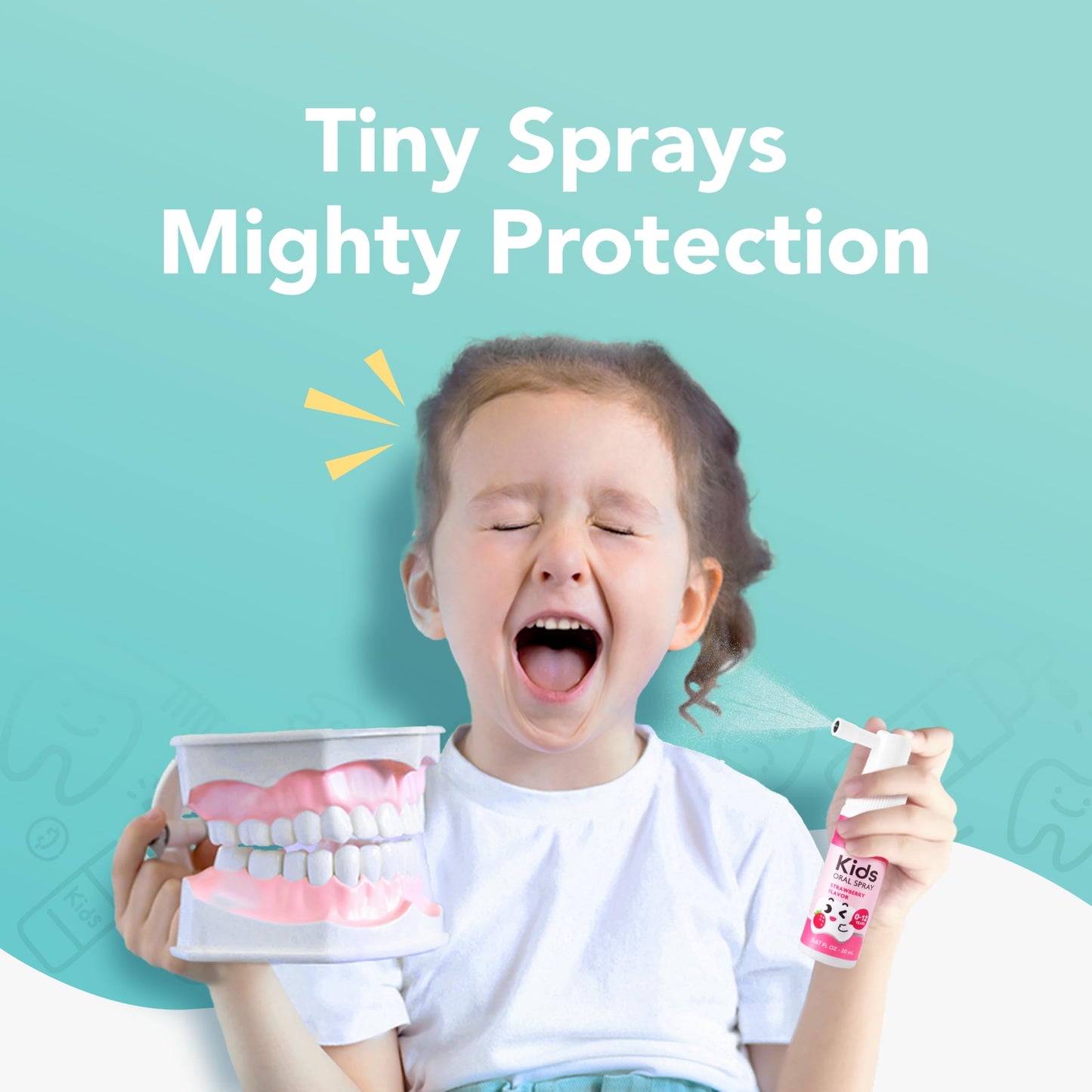 LAB52 Kids Oral Spray – Fluoride Free Toddler Oral Care for Newborn to Preschool | Strawberry & Peach, Xylitol