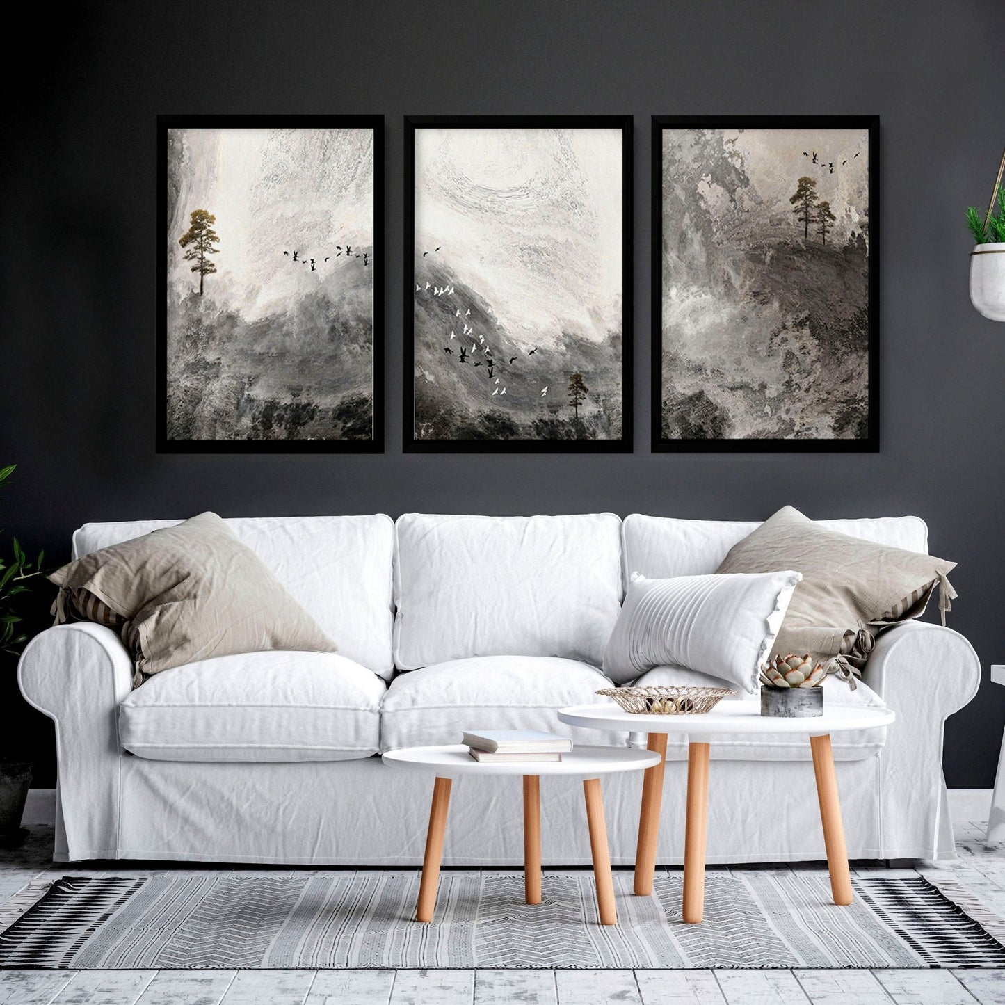 Living room art wall | set of 3 Landscape art prints
