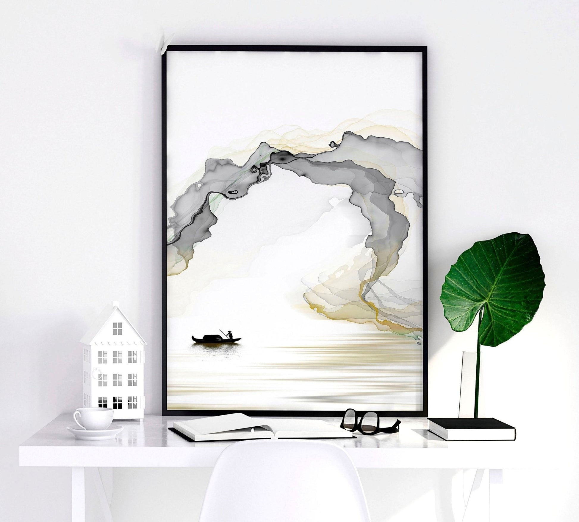 Landscape painting Japanese | set of 3 Bedroom wall art