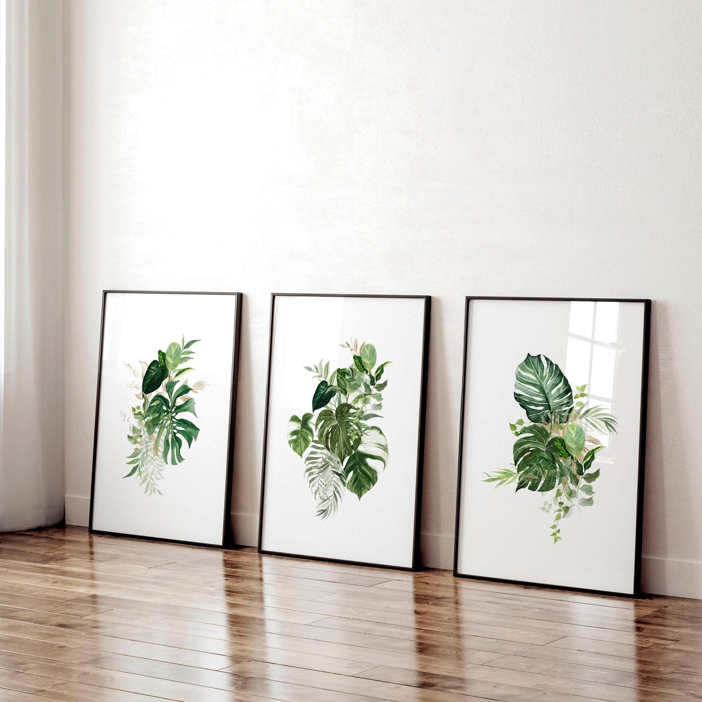Large prints for living room | set of 3 Tropical wall art prints