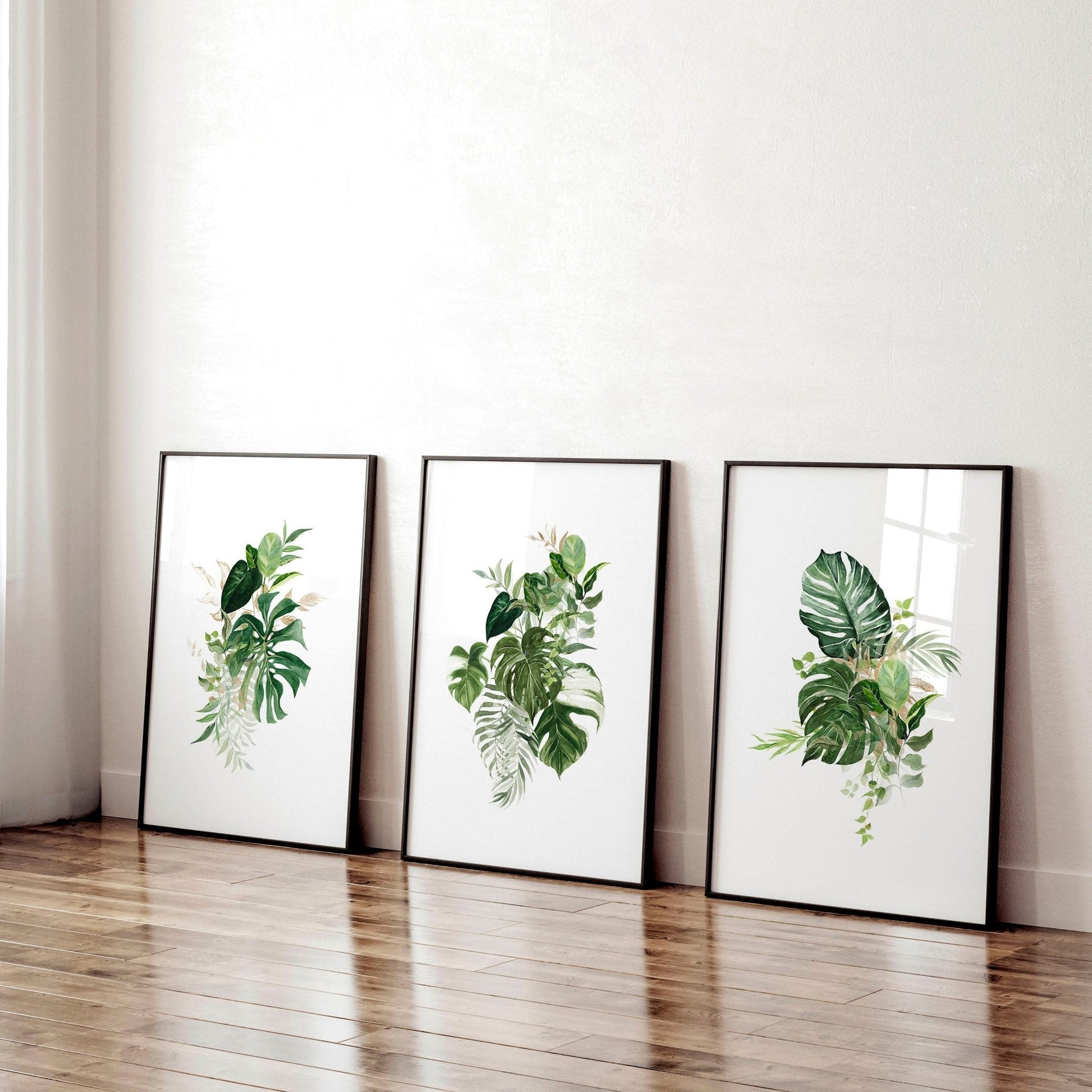 Large prints for living room | set of 3 Tropical wall art prints
