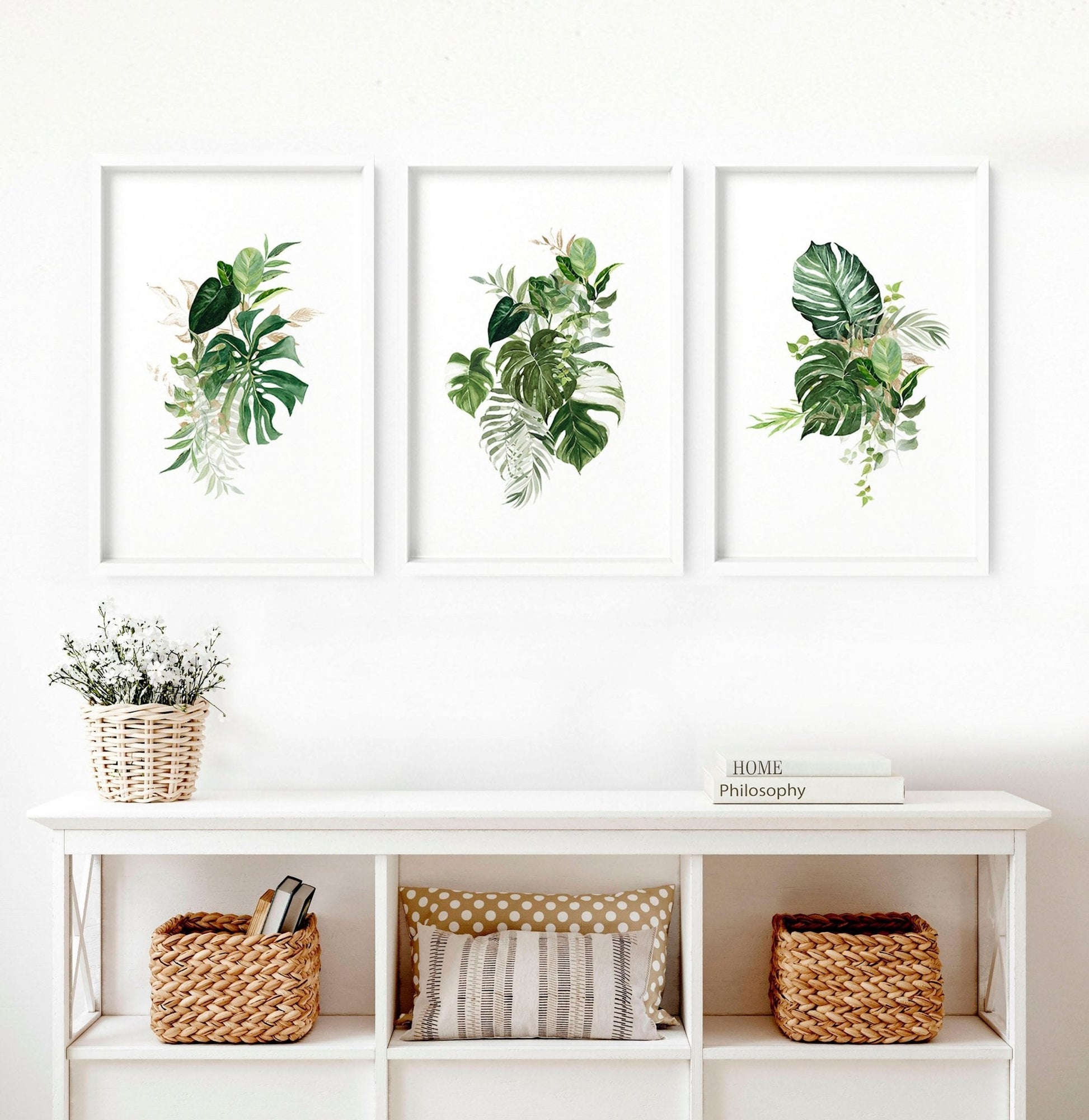 Large prints for living room | set of 3 Tropical wall art prints