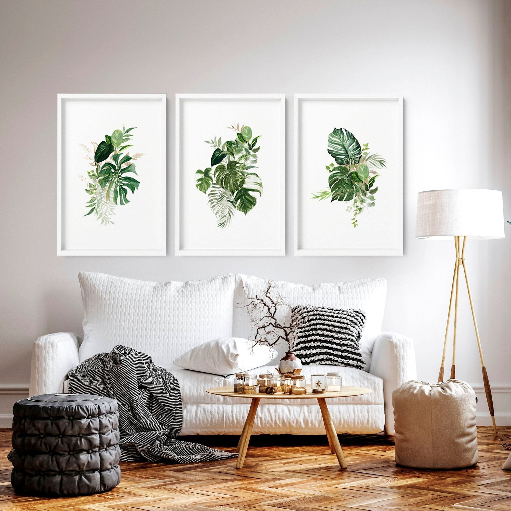 Large prints for living room | set of 3 Tropical wall art prints