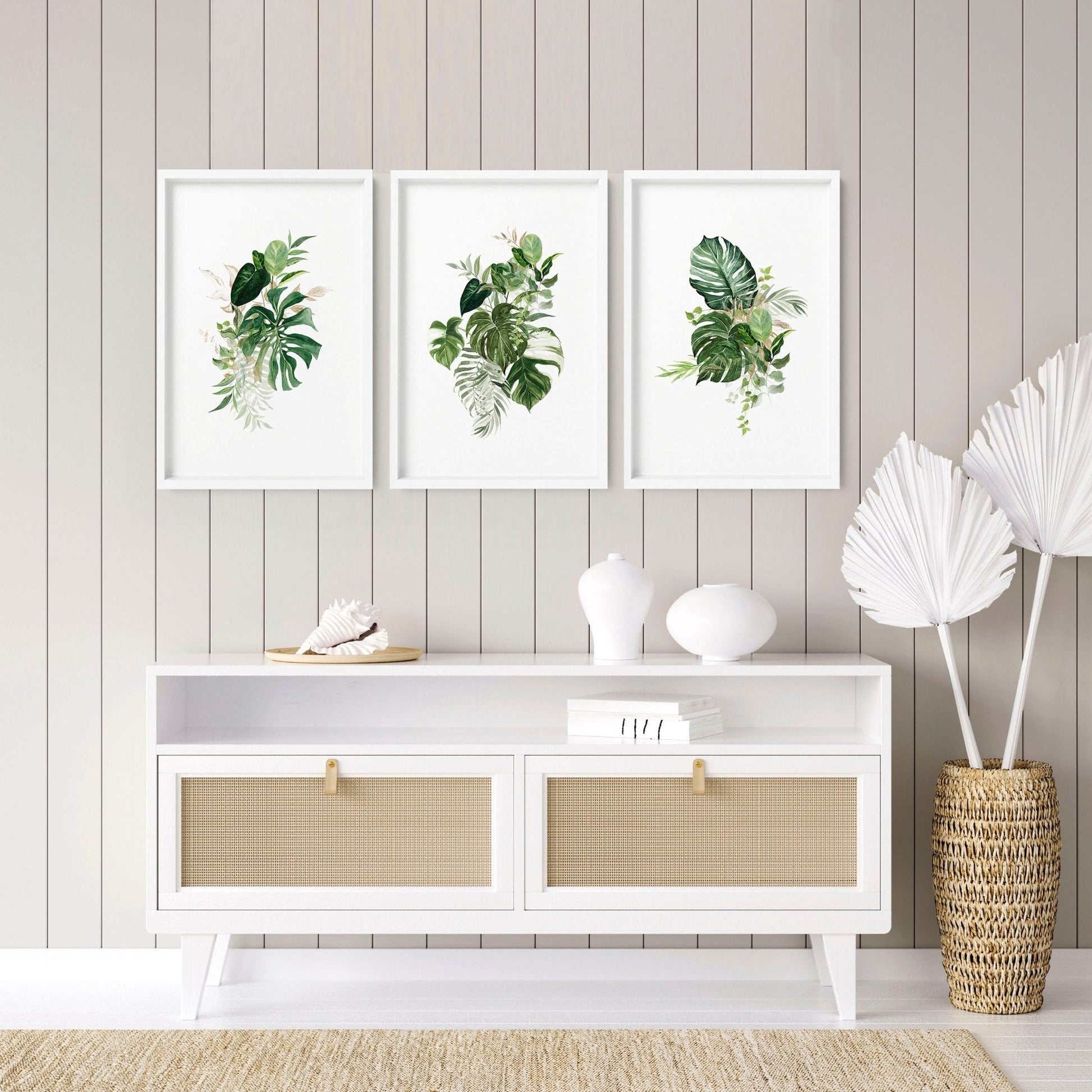 Large prints for living room | set of 3 Tropical wall art prints