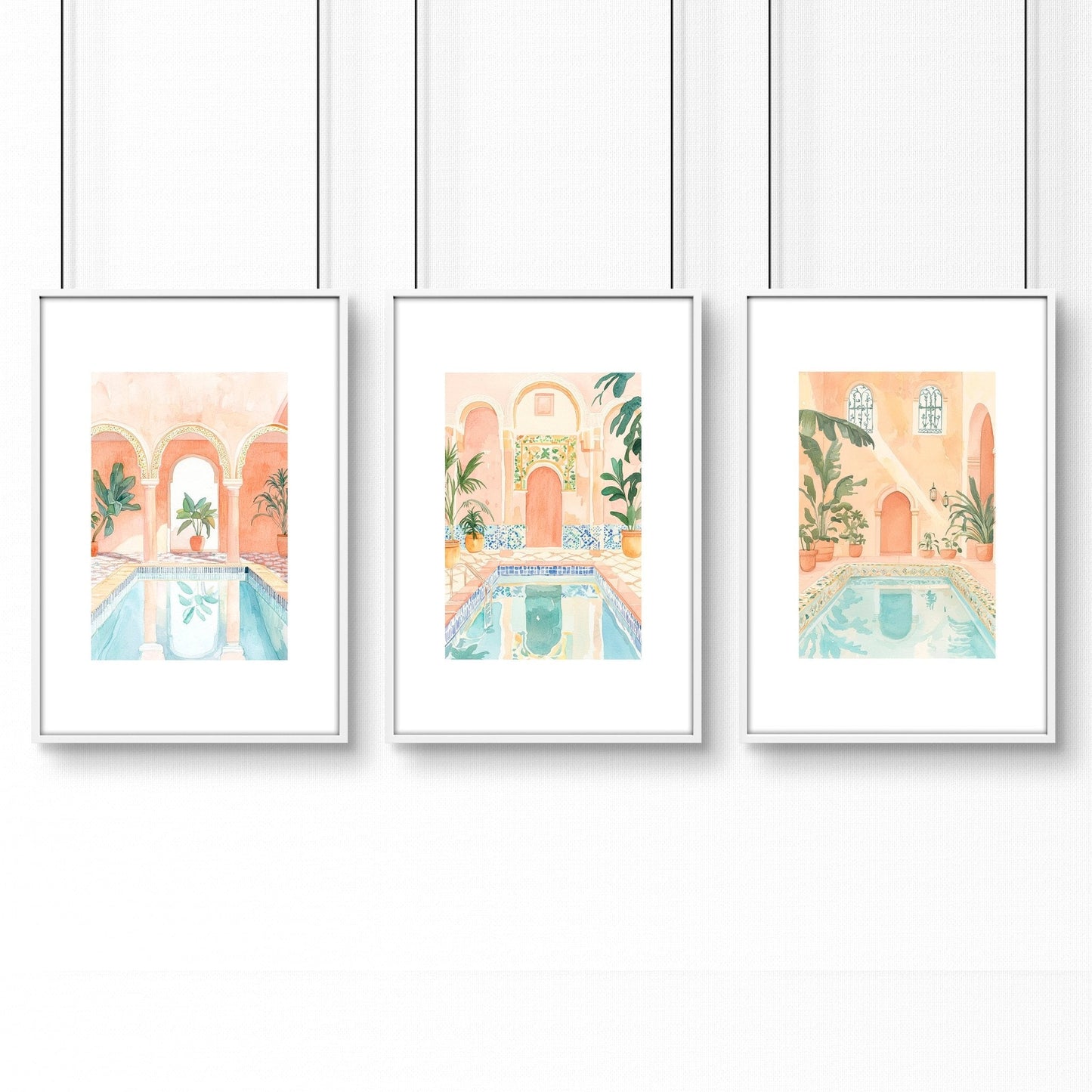 Large Wall Art Framed | Set of 3 Beach Decor Wall art Prints