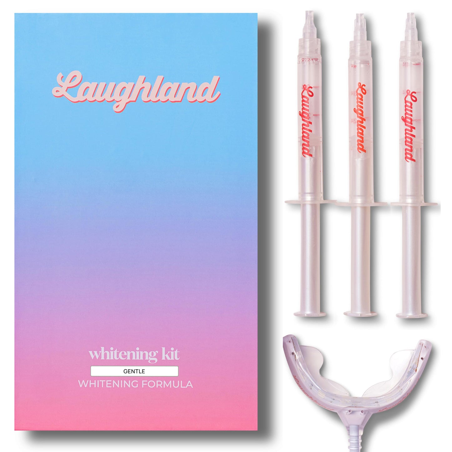 Laughland Gentle Teeth Whitening Kit - Phone-Powered LED Mouthpiece and 6+ Treatments