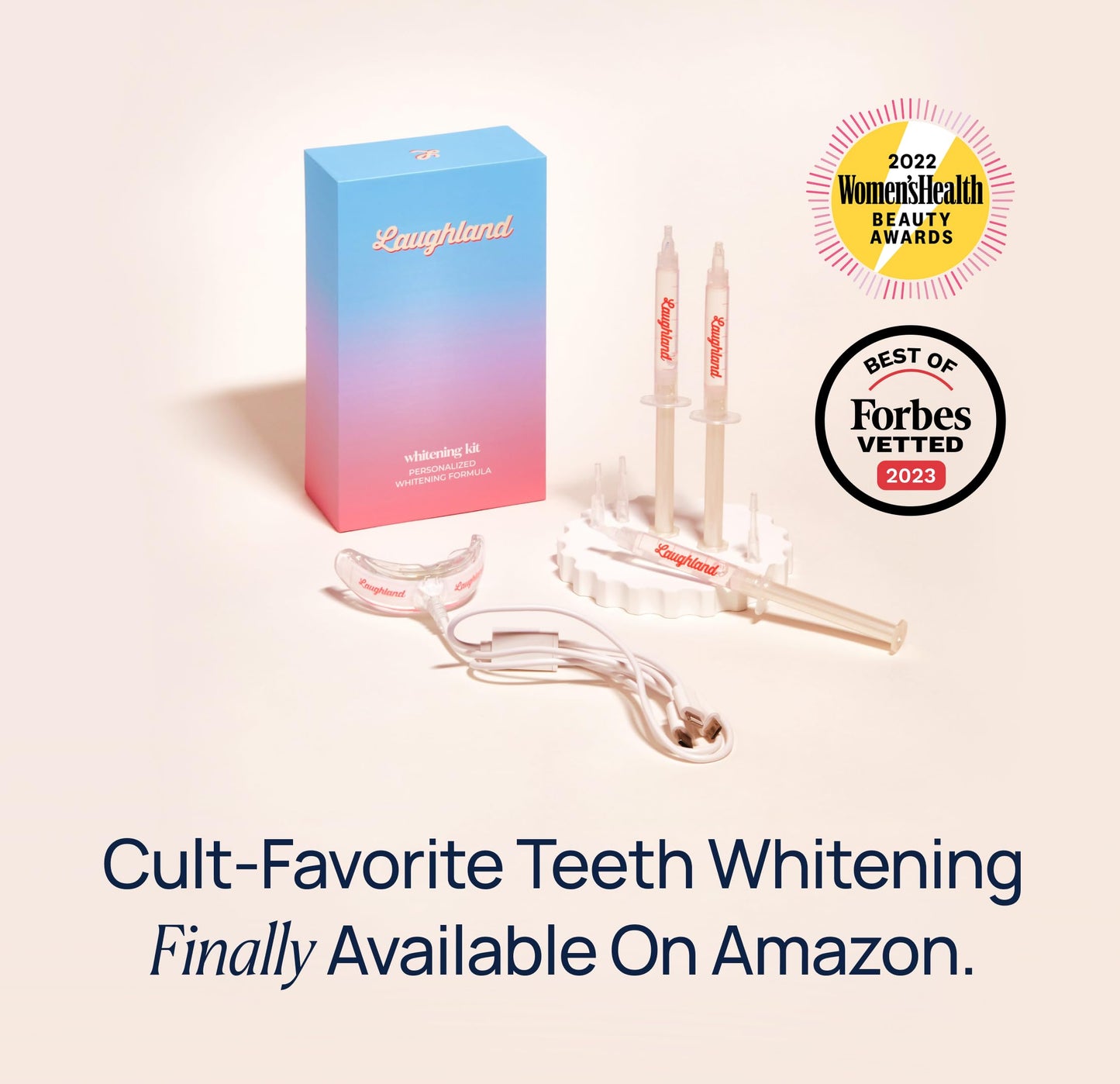 Laughland Gentle Teeth Whitening Kit - Phone-Powered LED Mouthpiece and 6+ Treatments