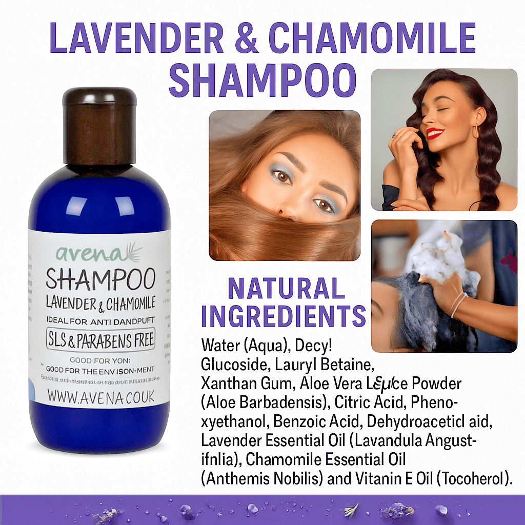 Lavender & Chamomile Shampoo – Natural Anti-Dandruff Hair Cleanser – Handmade