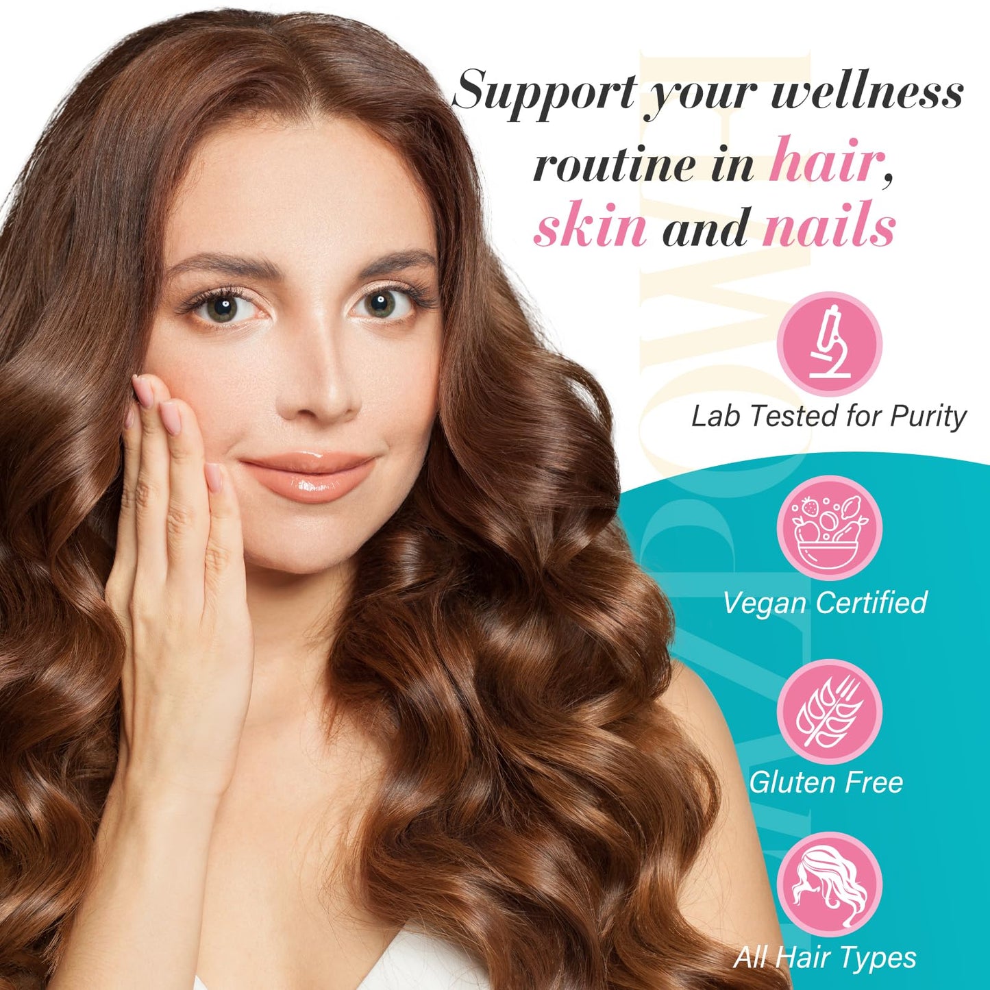 Lazpowfi Biotin Gummies – Hair, Skin & Nails Vitamins (Vegan Vitamin B7) – 60-Count Raspberry