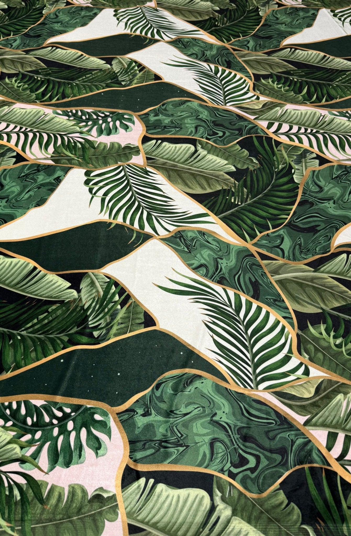Leaf Pattern Stretch Velvet Fabric by the Metre