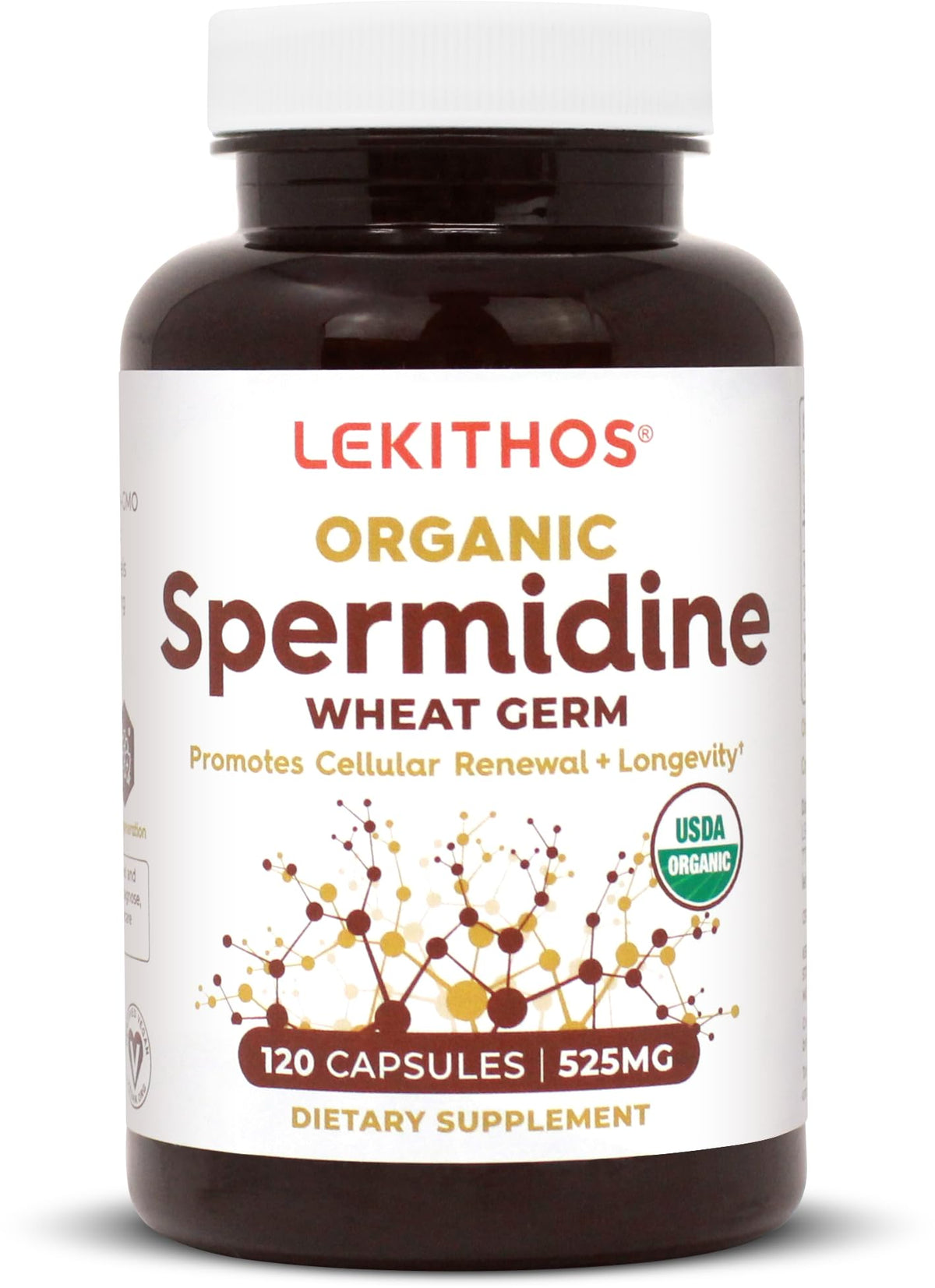 Lekithos Organic Spermidine Capsules – 120 Vegan Wheat Germ, 1050mg