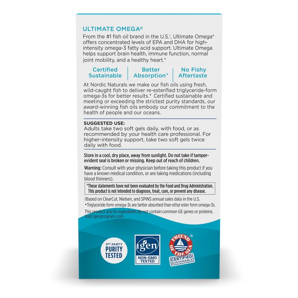 Nordic Naturals Ultimate Omega Lemon Flavor - 210 Soft Gels, 1280 mg Omega-3 | EPA & DHA