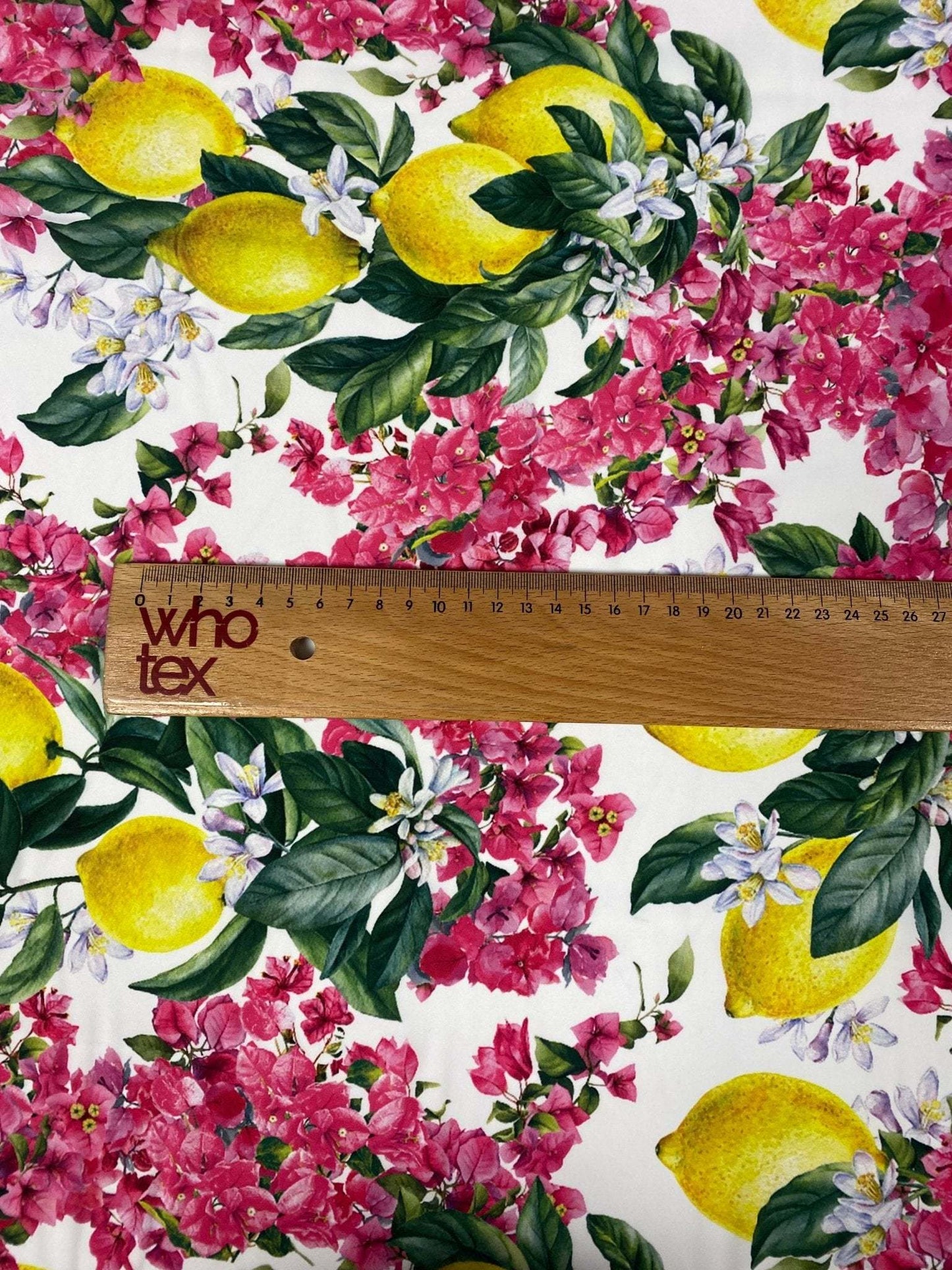 Lemon  Pink Floral Fabric Sold by Metre