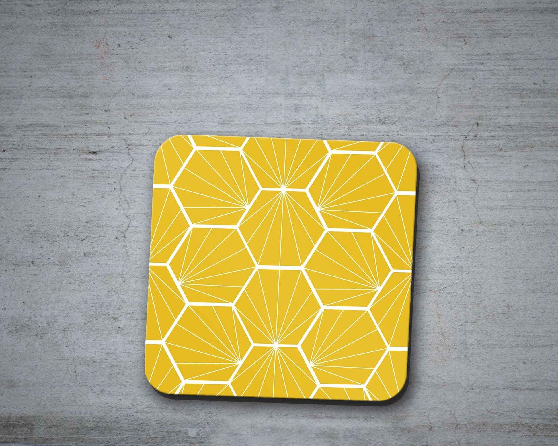 Lemon Yellow Geometric Hexagons Placemats, Set of 4 or Set of 6