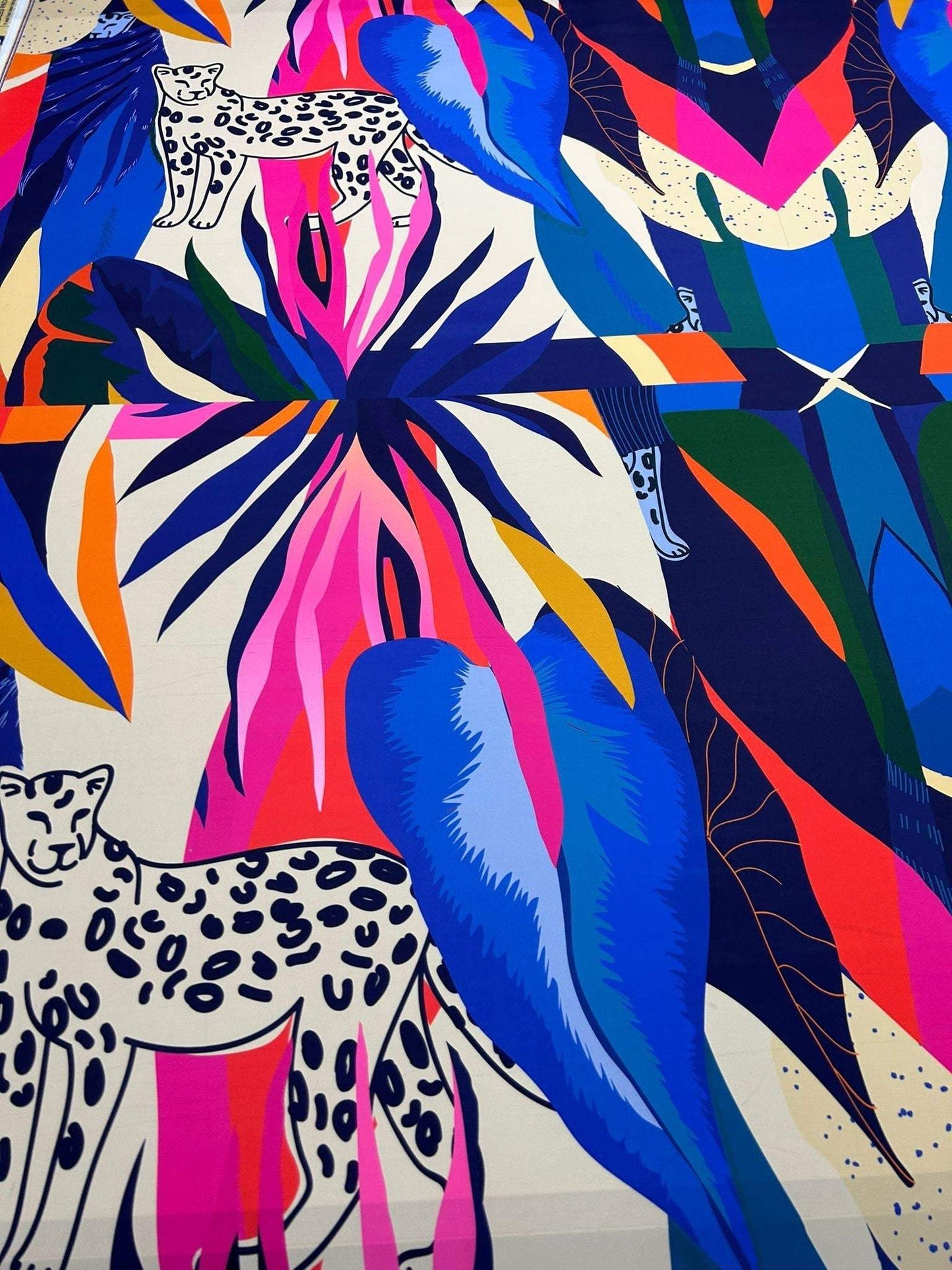 Leopard and Tropical Pattern Fabric by Metre