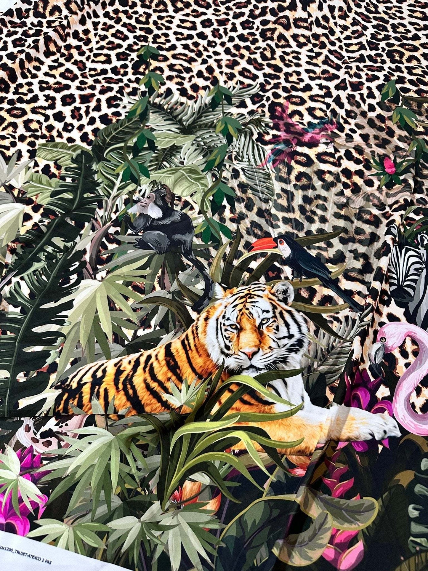Leopard  Tropical Leaf Pattern Fabric by Metre