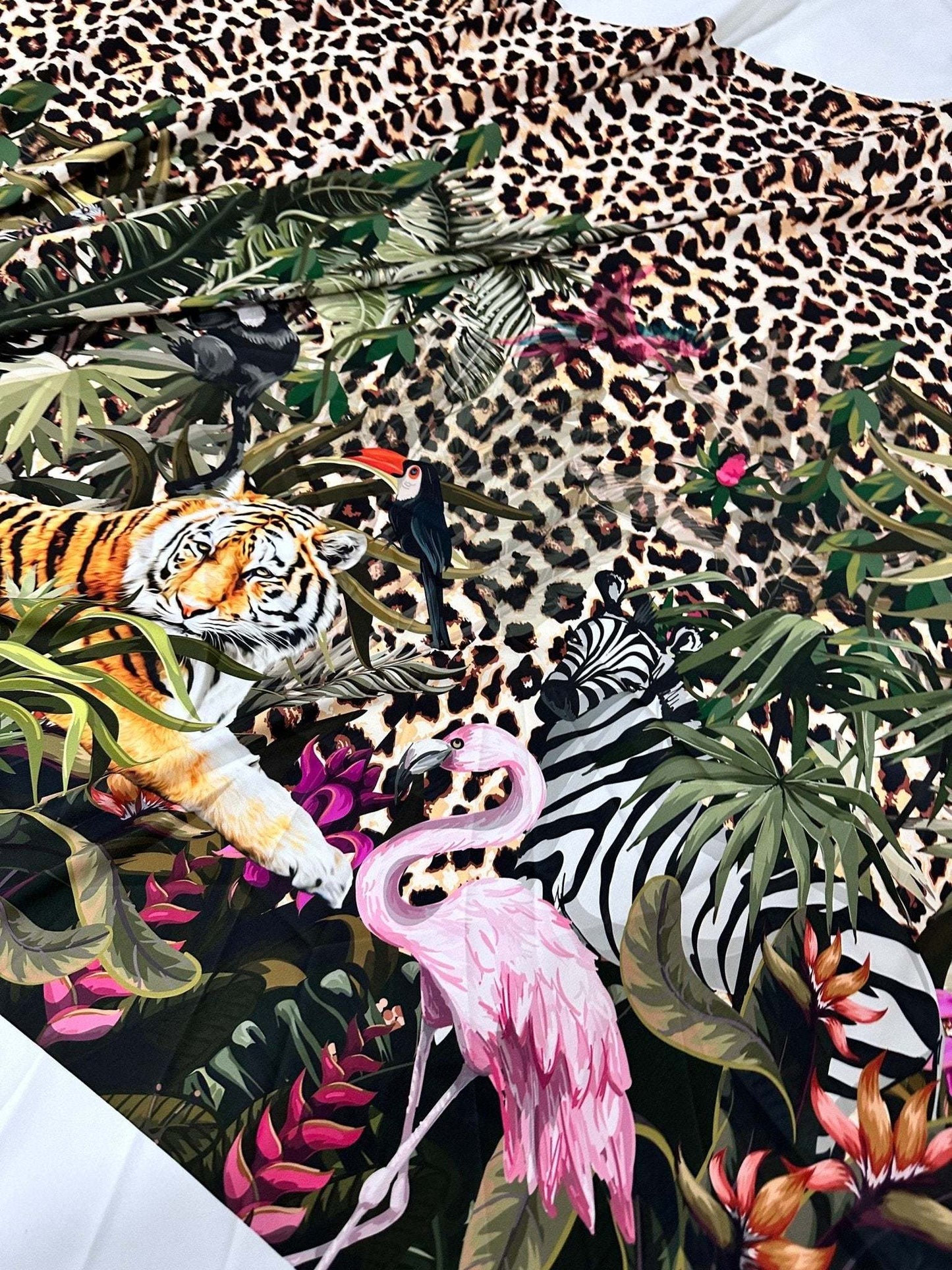 Leopard  Tropical Leaf Pattern Fabric by Metre