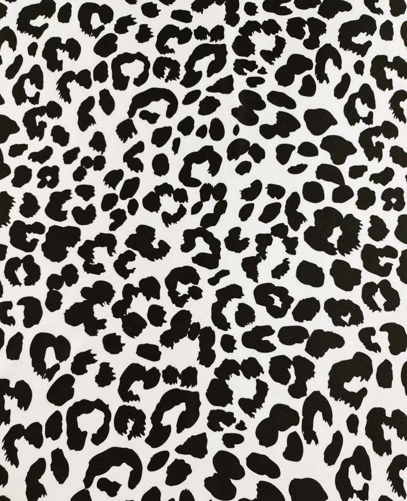 Leopard Print Black White Fabric by the Metre