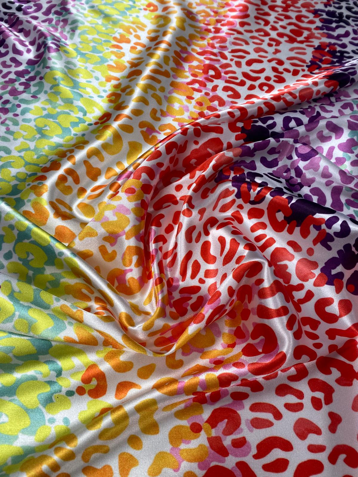 Rainbow Leopard Print Multicolour Fabric by the Metre