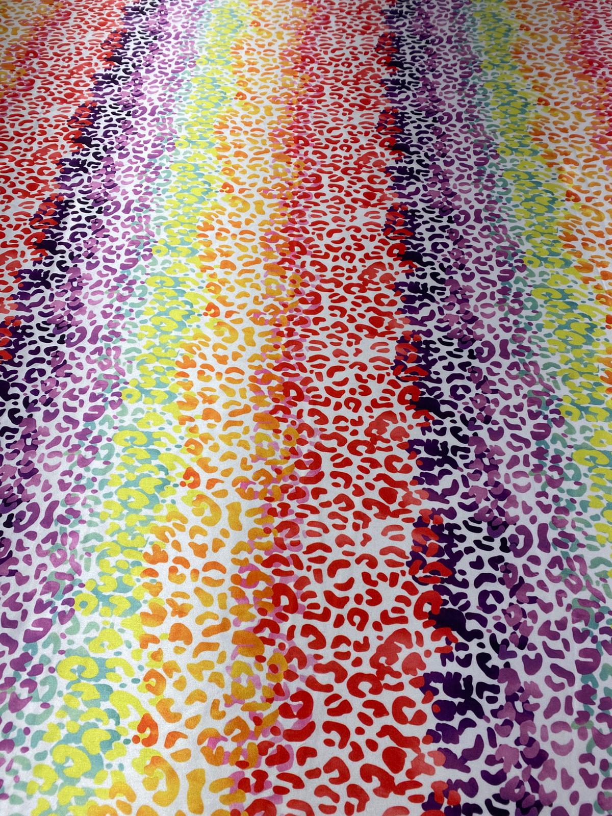 Rainbow Leopard Print Multicolour Fabric by the Metre