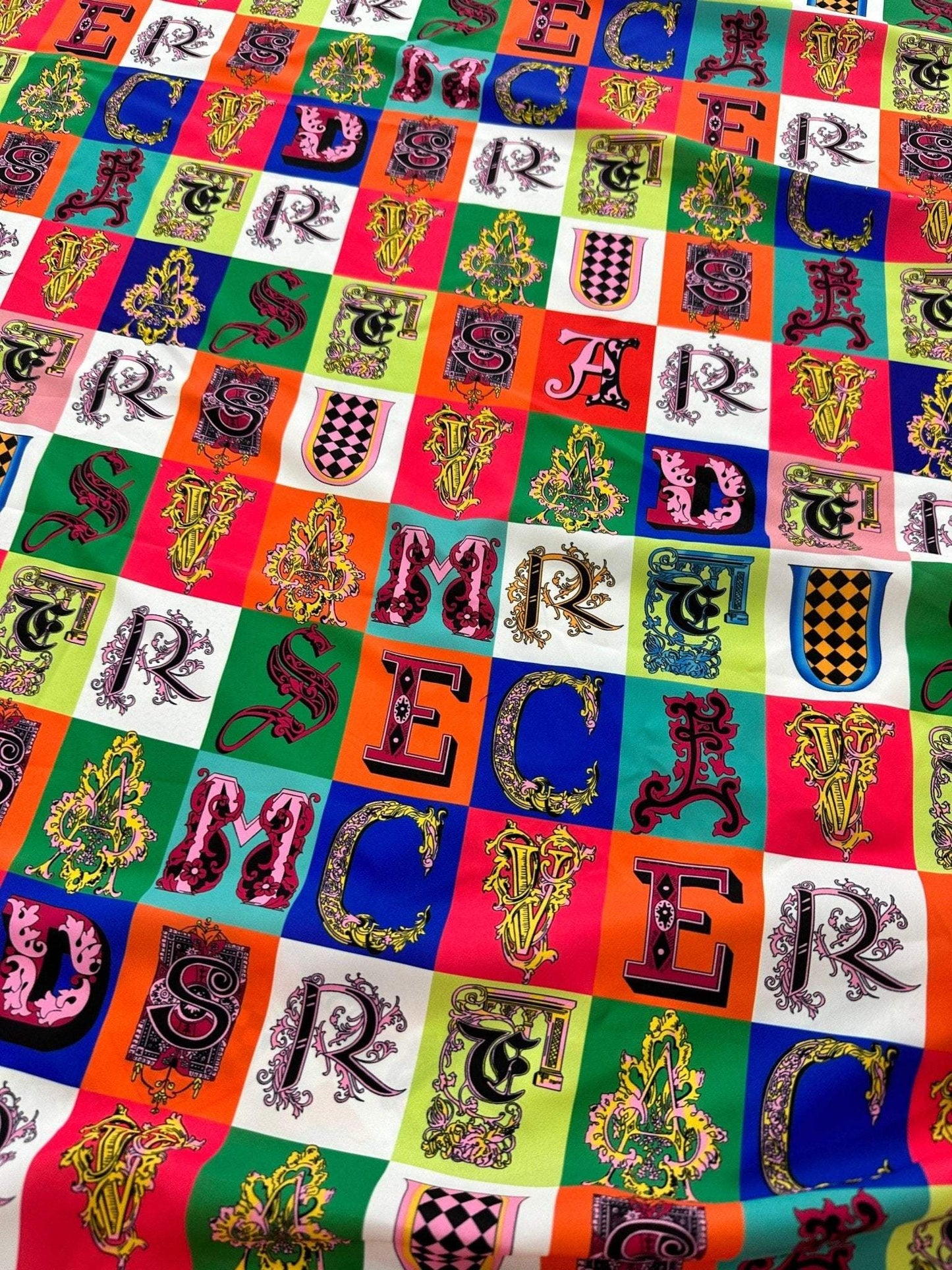 Letter Print Cotton Fabric By Metre